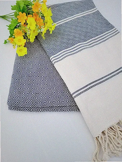 100% Cotton Geometric Diamond Weave All Season Solid Blanket Soft Sofa Throw