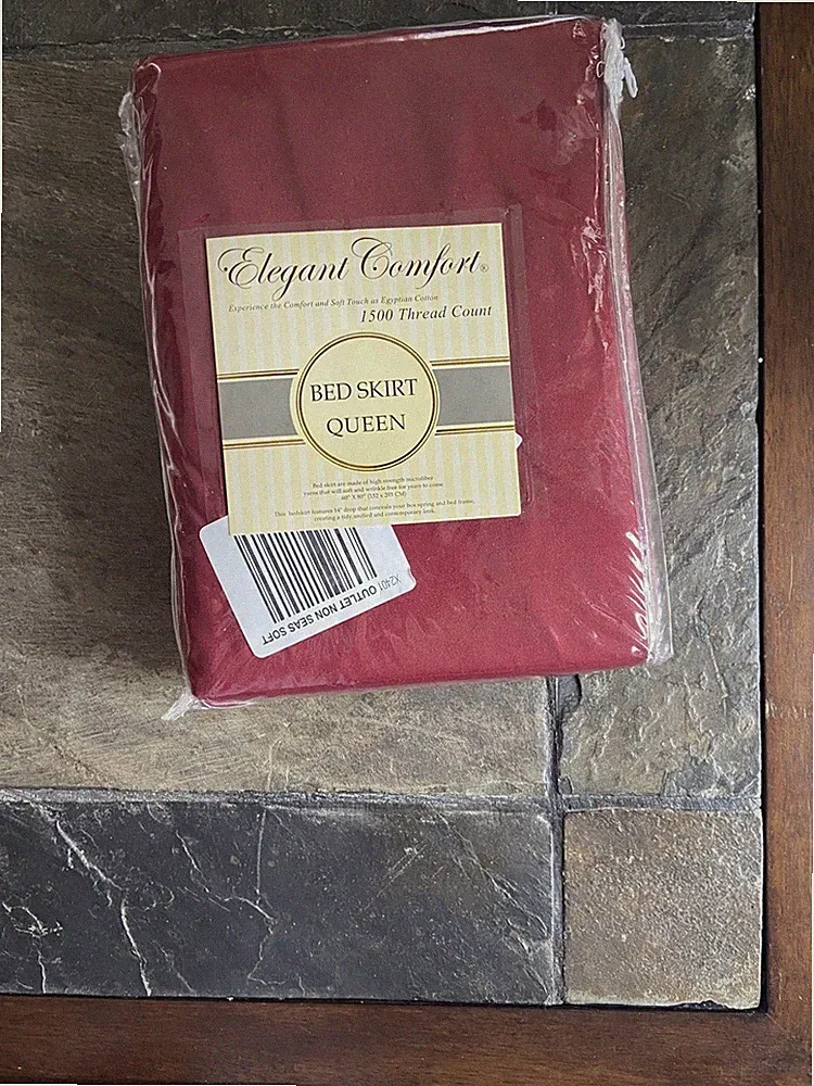 60x80 Queen Bed Skirt, By Elegant Comfort, 1500 Thread Count, Burgundy