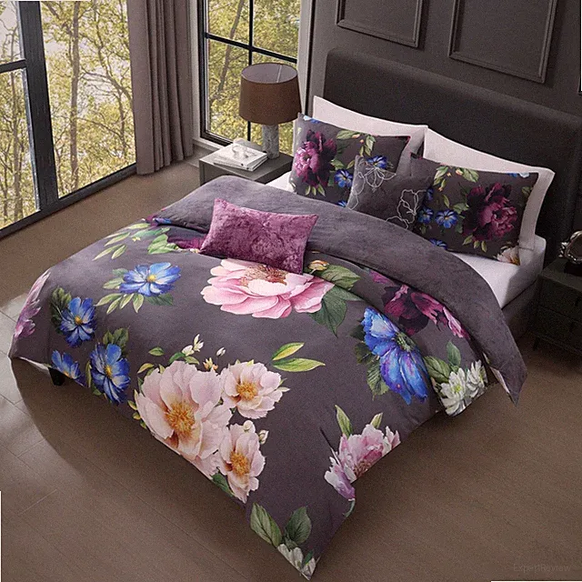 Bebejan Elegant Blossoms 100% Cotton Sateen 5 Piece Reversible Comforter Set