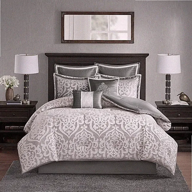 Dillon Silver Medallion 8-Piece King Comforter Bed Set