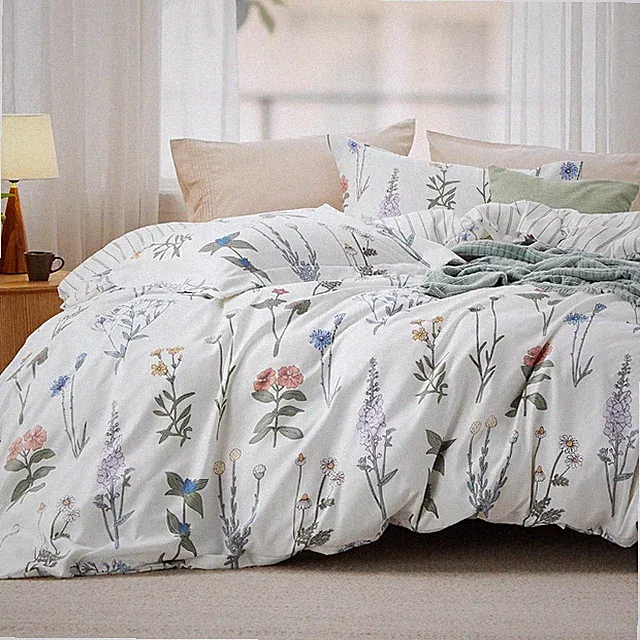 Duvet Cover Queen Size - Reversible Floral Duvet Cover Set with