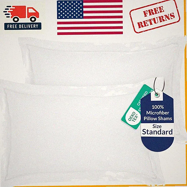 Elegant 20x26 Inch White Pillow Shams - 2 Pack Oxford Style - Machine Washable