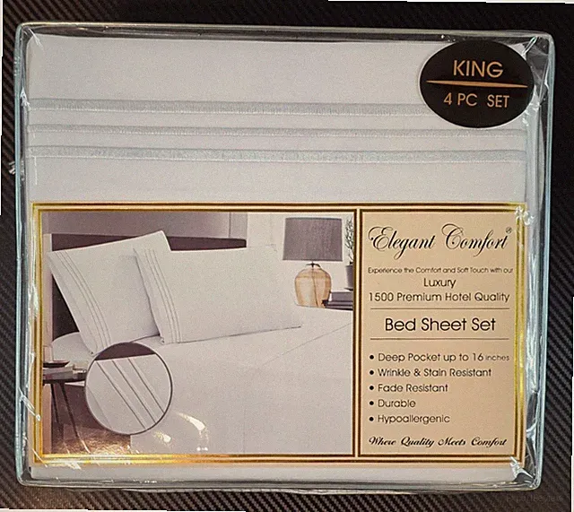 Elegant Comfort 1500 Premier Luxury Hotel Quality 4 Pcs Bed Sheet Set King White