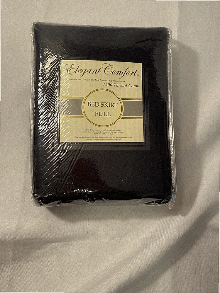 ELEGANT COMFORT 1500 Thread Count Bed Skirt Full BLACK 54x75 New In Package