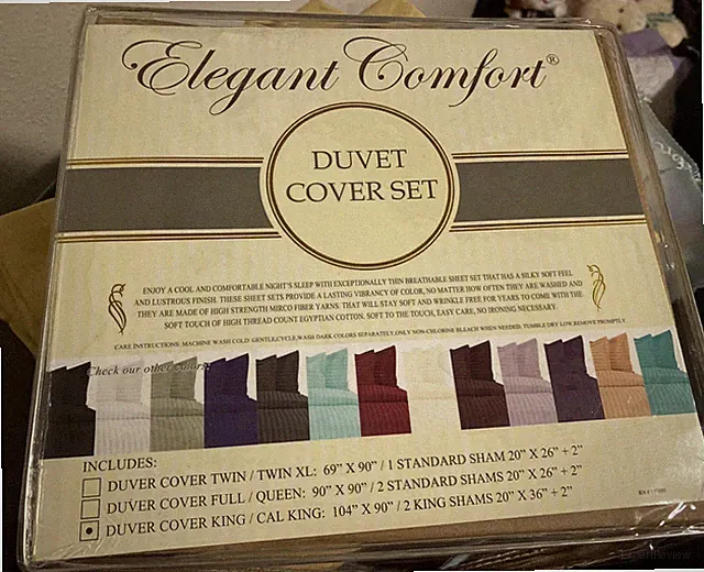 Elegant Comfort 3 Piece 1500 TC Duvet Cover Set, King/Cali King~New, Unused