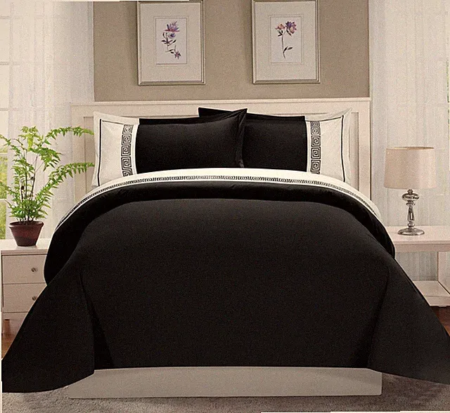 Elegant Comfort 3-Piece Greek Embroidered Duvet Cover Set