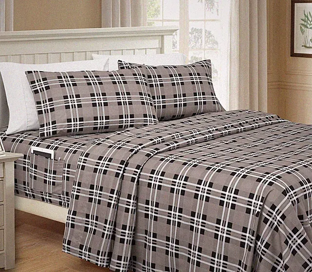 Elegant Comfort 6-Piece Plaid Pattern Bed Sheet Set - Soft as a Hotel Premium Qu