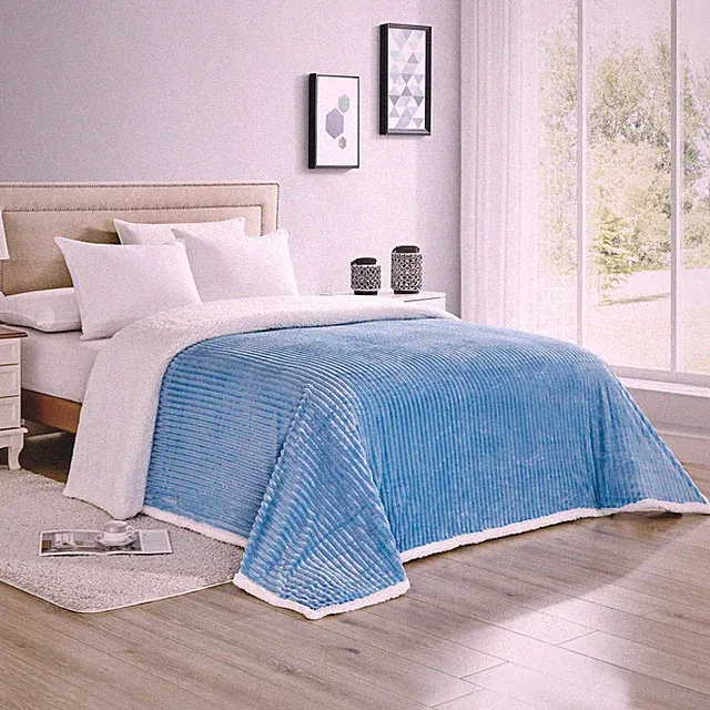 Elegant Comfort Corduroy Design Luxury Sherpa Blanket