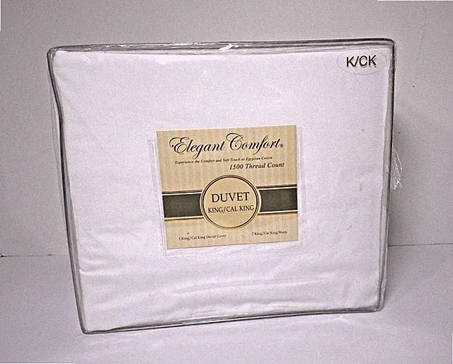 Elegant Comfort King/Cal King Duvet Cover & 2 Sham 105x102 White