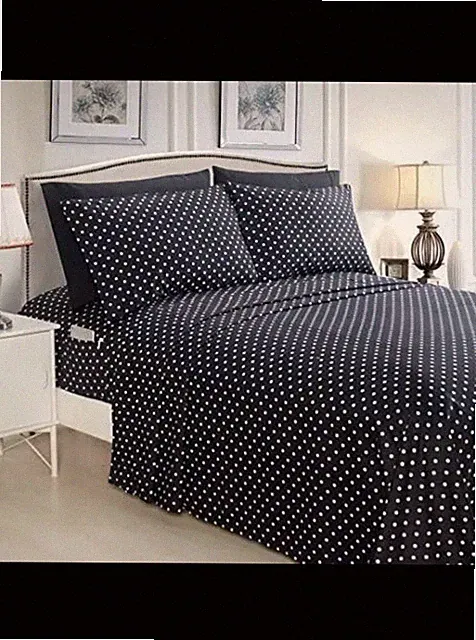 Elegant Comfort Luxury Soft Bed Sheets Polkadot Pattern 1500 Thread Count