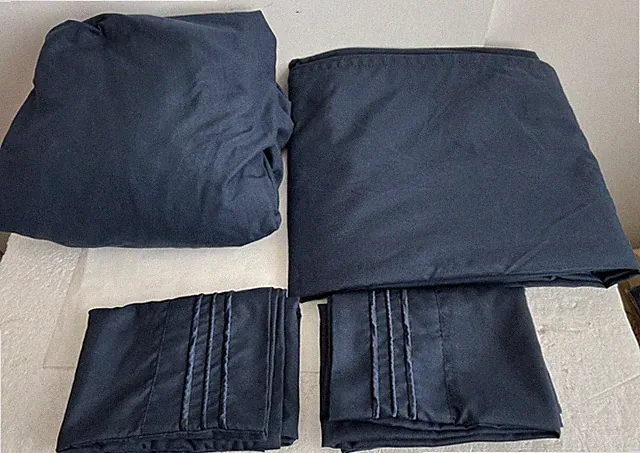 Elegant Comfort Queen Deep Pockets Navy Blue Bed Flat &Fit Sheet Set Pillowcases