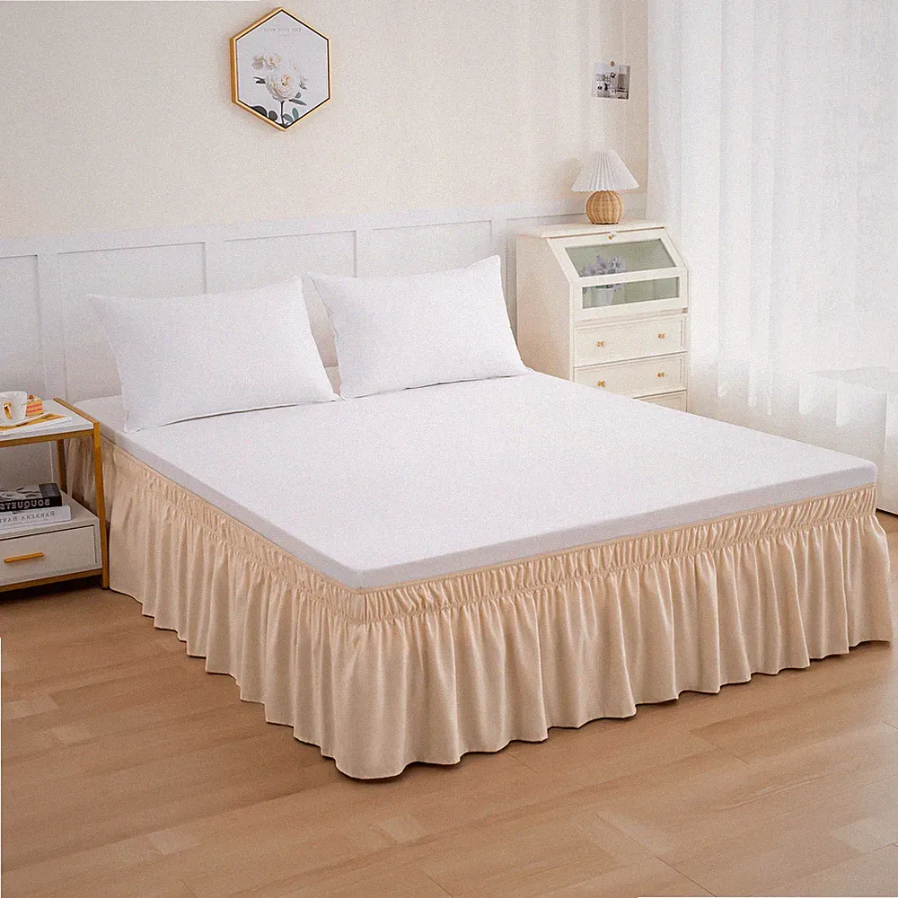 Elegant Comfort Ruffle Bed Skirt - Around Style Elastic Bed Wrap - 16 inch Drop