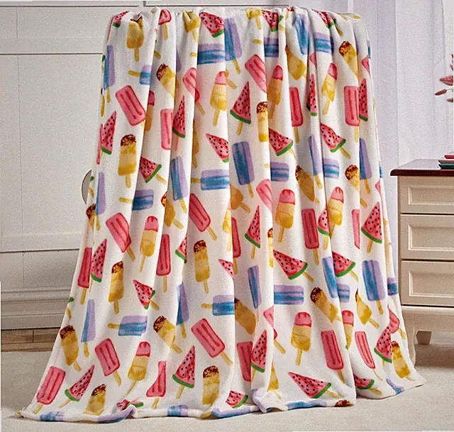 Elegant Comfort Summer Theme Pattern Flannel Fleece Throw Blanket, 50 x 60 inche