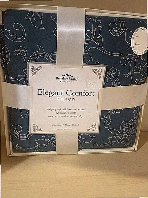 Elegant Comfort Throw by Berkshire Blanket; Atlantic Blue; 50" x 60"; New