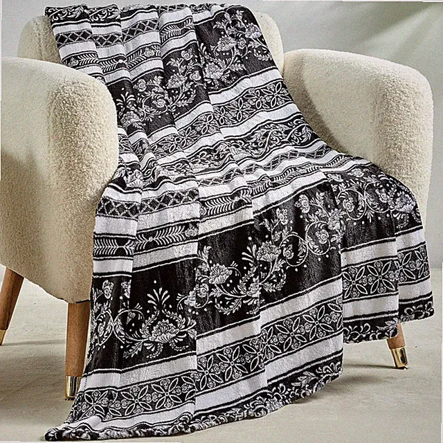 ELEGANT COMFORT ULTRA SOFT PRINT FLANNEL FLEECE ODELIA - Throw Blanket - 50x60