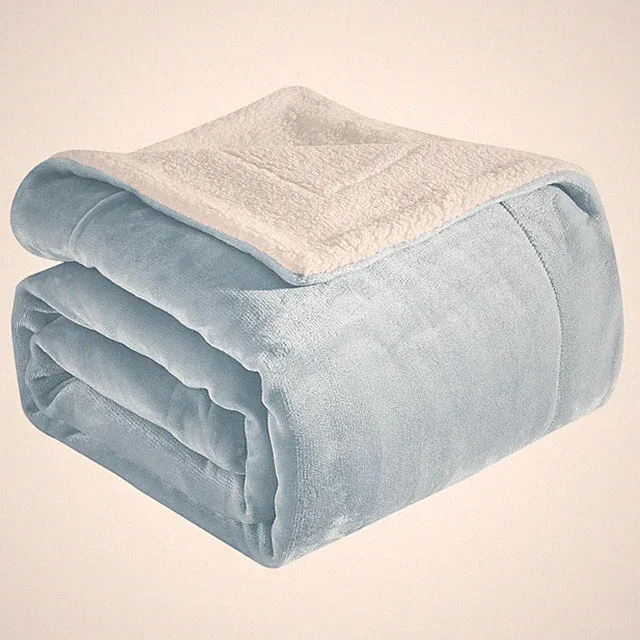 Elegant Comfort Ultra Soft Reversible Flannel Sherpa Blanket - Cozy Silky Fleece