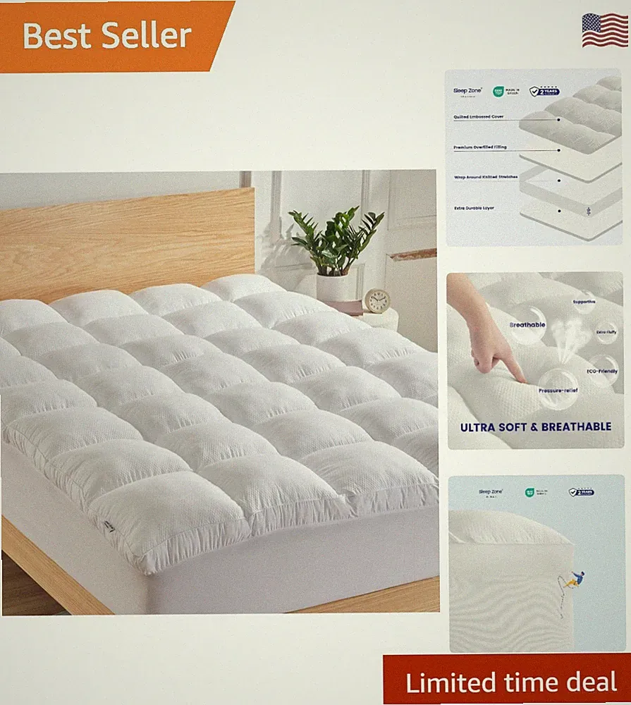 Elegant King Mattress Topper - Revive Old Mattresses with Breathable Comfort