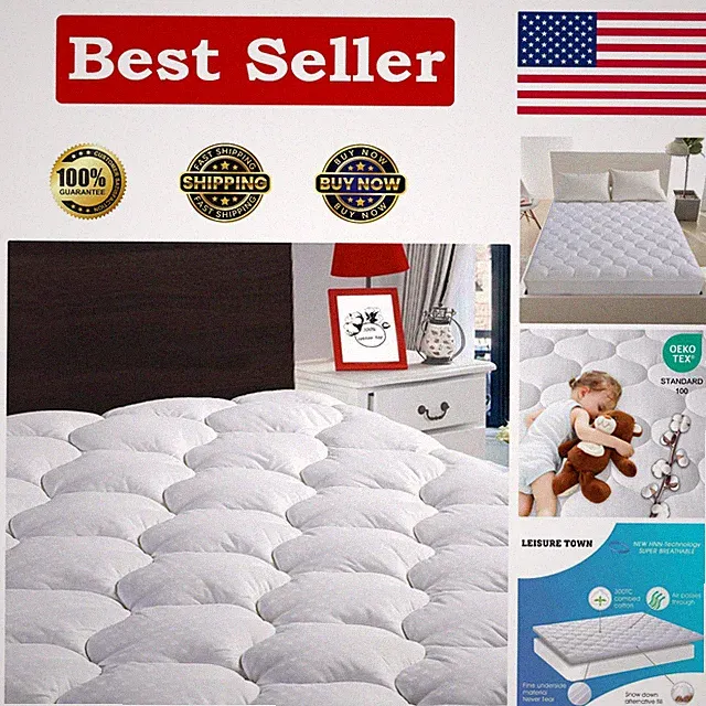 Elegant Queen Mattress Topper - Quilted Cooling Cover for Ultimate Sleep Comfort