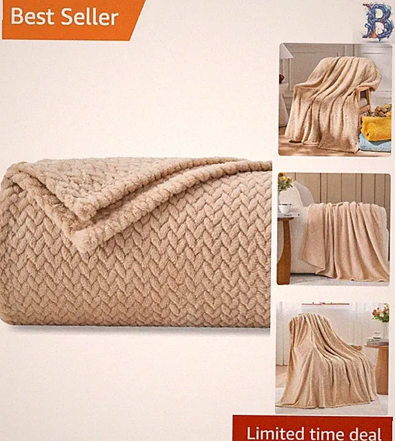 Elegant Reversible Brown Leaves Pattern Throw Blanket - All Season Comfort