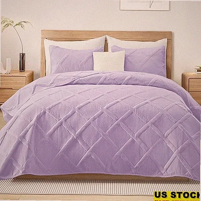 Elegant Reversible Microfiber Quilt Set W/ Pillow Shams Year-Round Comfort New