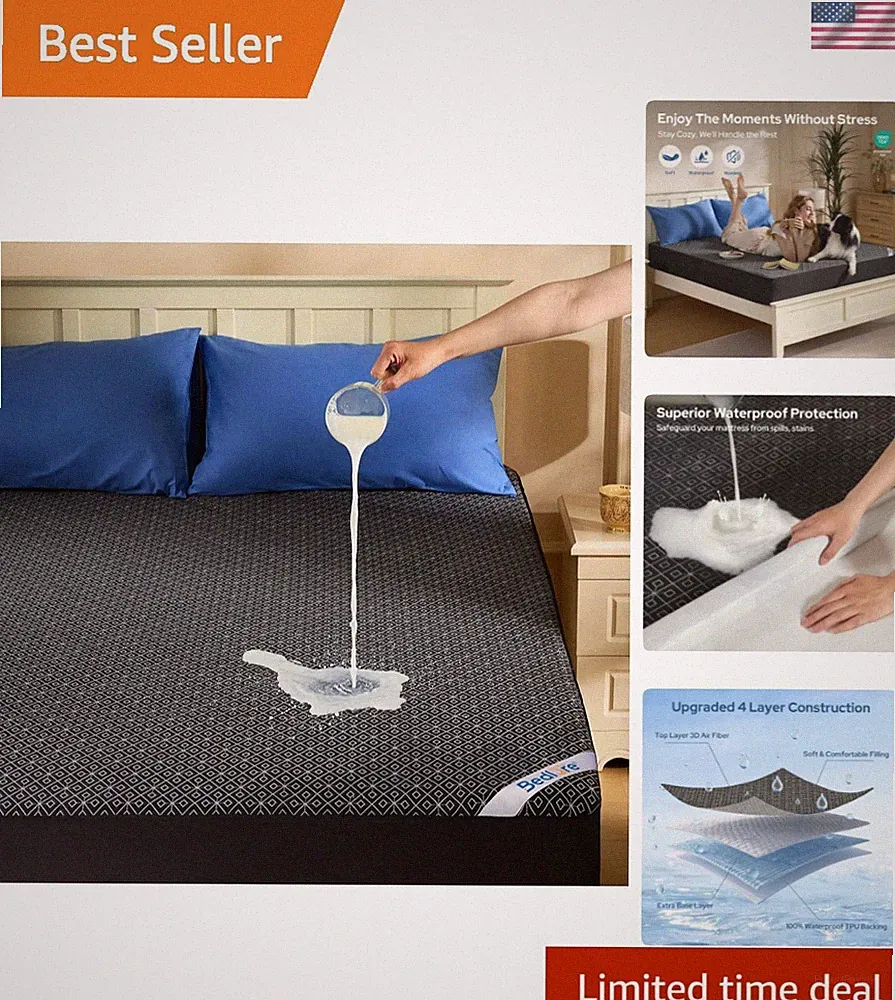 Elegant Waterproof King Mattress Pad: Deep Pocket & Noiseless Comfort Guarantee
