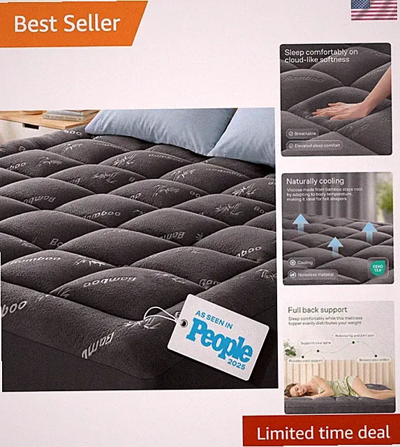 Elegantly Soft Queen Mattress Topper - Cooling Bamboo Fabric for Maximum Comfort