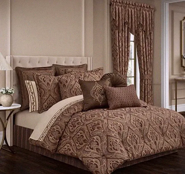 Five Queens Court Gosetti California King Comforter Set Brown Paisley w/Shams
