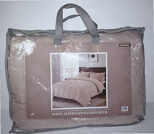 Modern Elegance Down Alternative Comforter Taupe Sand Tan Queen Size Blanket