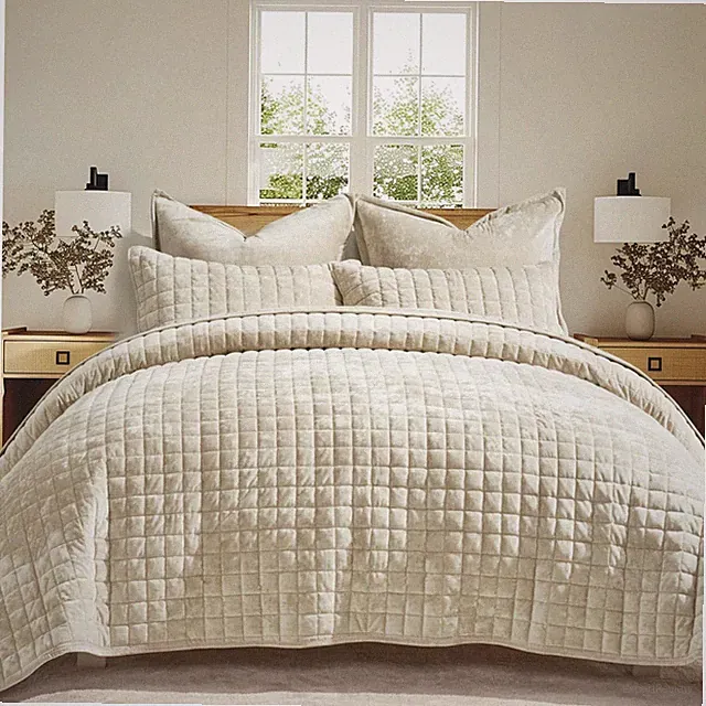 Sophisticated Velvet Bedspread Coverlet - All Season Comfort
