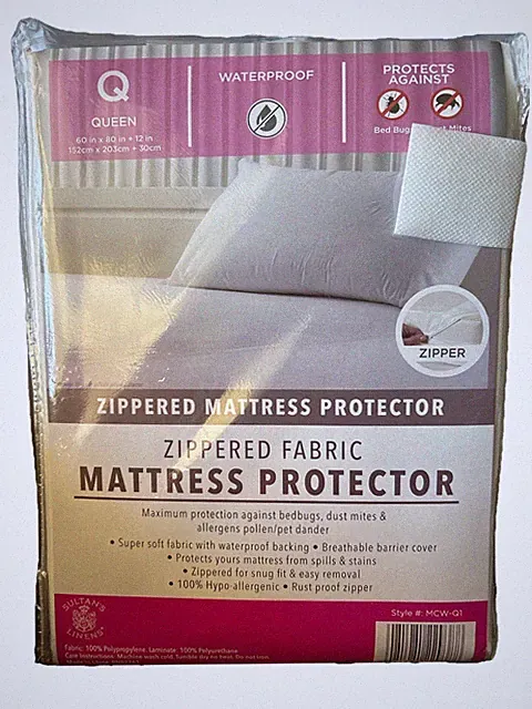 Sultan’s Linens Queen Zippered Mattress Protector Waterproof Hypoallergenic New